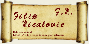 Filip Mićalović vizit kartica